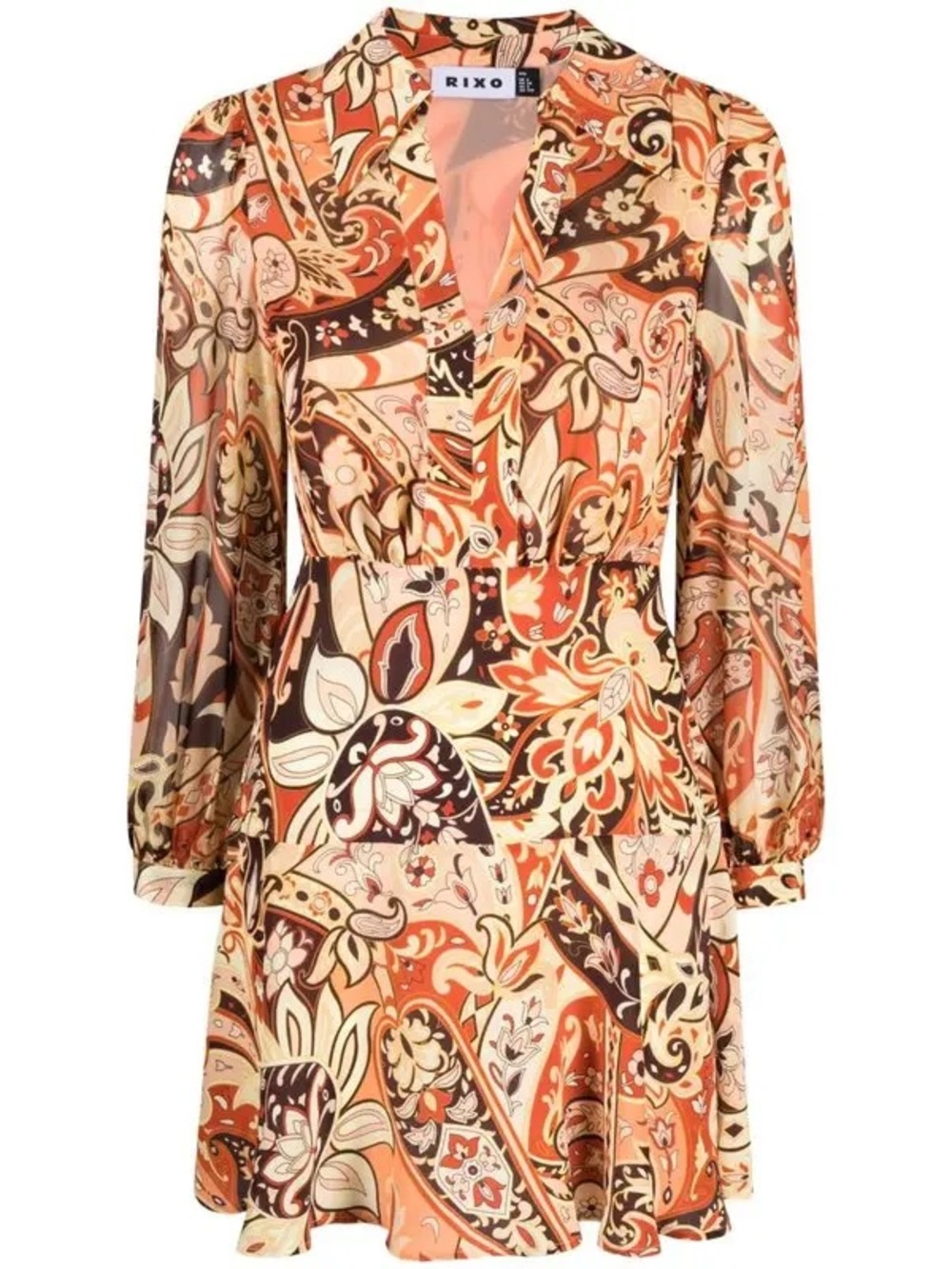 Rixo. Silk Indy paisley-print mini dress. Size Medium.